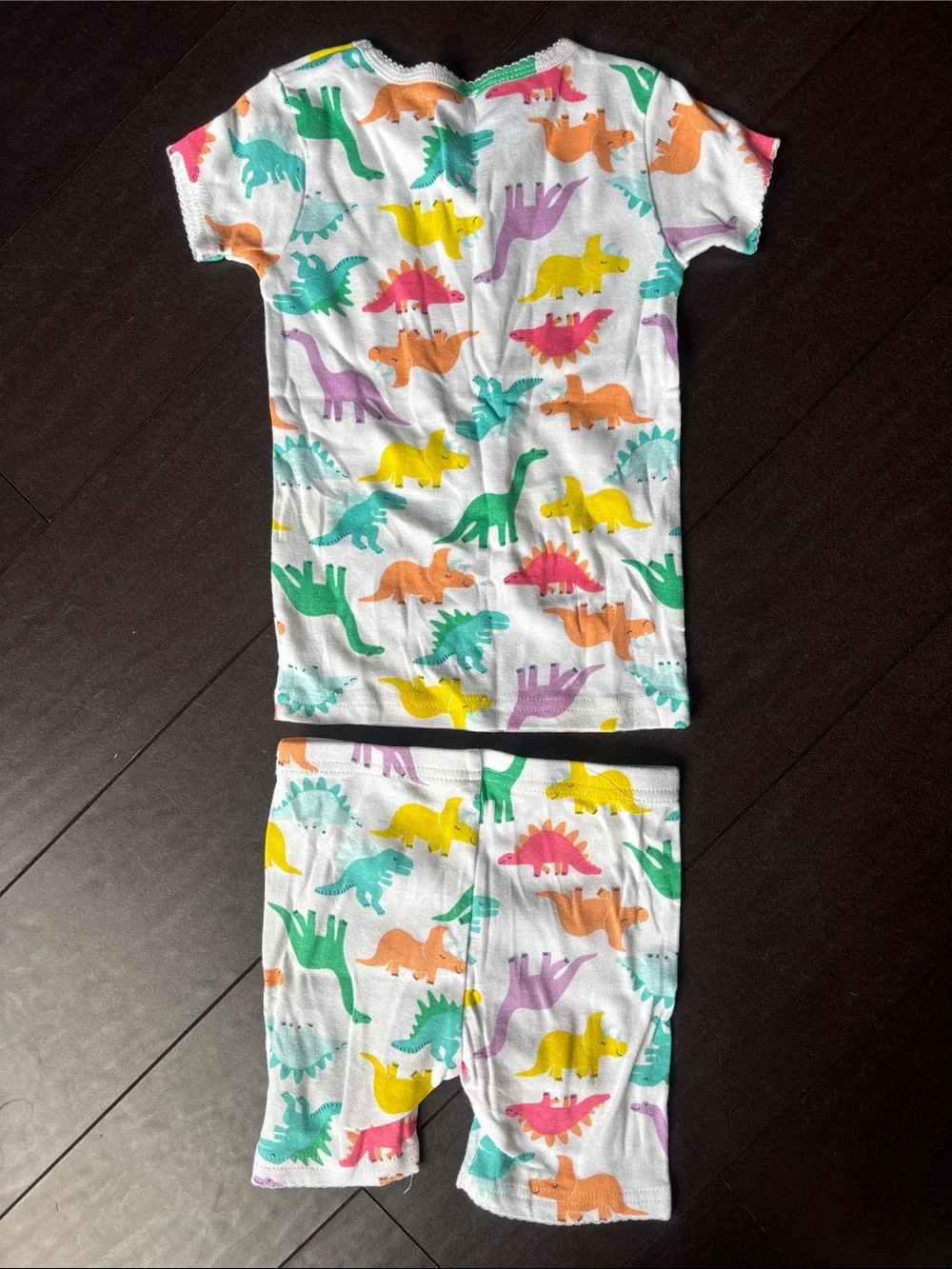 Carter's White Short-Sleeve Pajama Set with Multicolor Dinosaur Print
